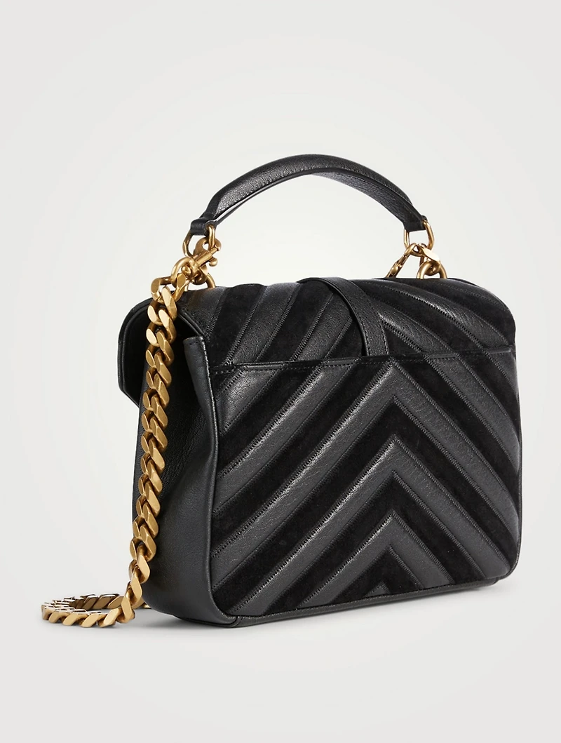 Medium Collége YSL Monogram Leather And Suede Bag