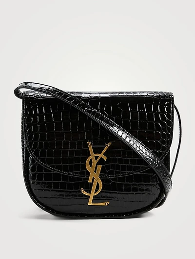 Small Kaia Croc-Embossed Leather Crossbody Bag