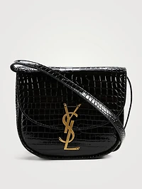 Small Kaia Croc-Embossed Leather Crossbody Bag
