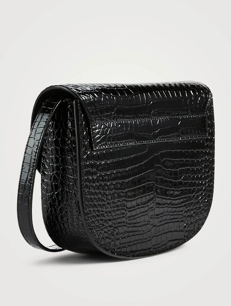 Small Kaia Croc-Embossed Leather Crossbody Bag