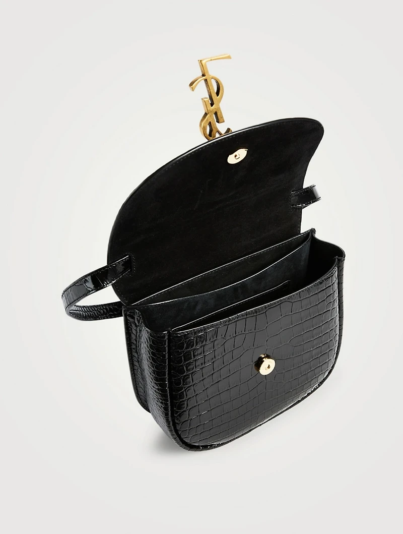 Small Kaia Croc-Embossed Leather Crossbody Bag