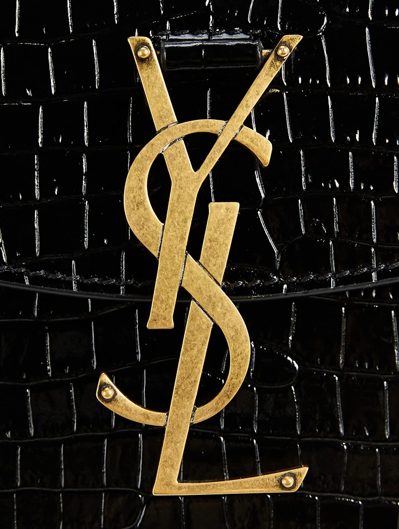Small Kaia Croc-Embossed Leather Crossbody Bag