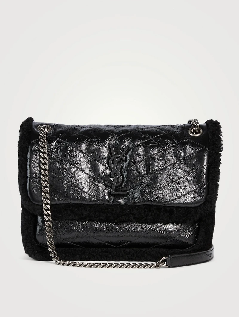 Medium Niki YSL Monogram Shearling And Leather Chain Bag