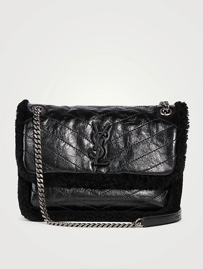 Medium Niki YSL Monogram Shearling And Leather Chain Bag