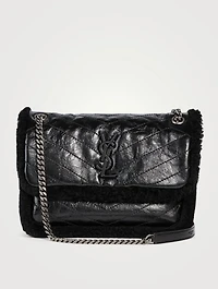 Medium Niki YSL Monogram Shearling And Leather Chain Bag