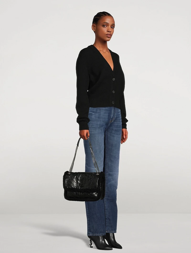 Medium Niki YSL Monogram Shearling And Leather Chain Bag