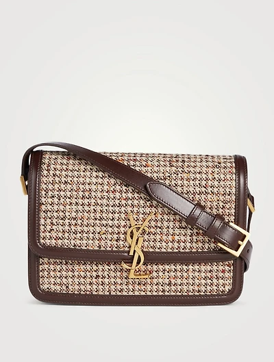 Medium Solferino YSL Monogram Tweed Crossbody Bag