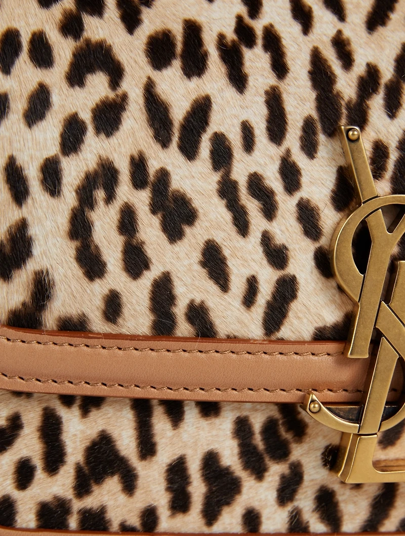 Small Solferino YSL Monogram Leather Crossbody Bag In Leopard Print