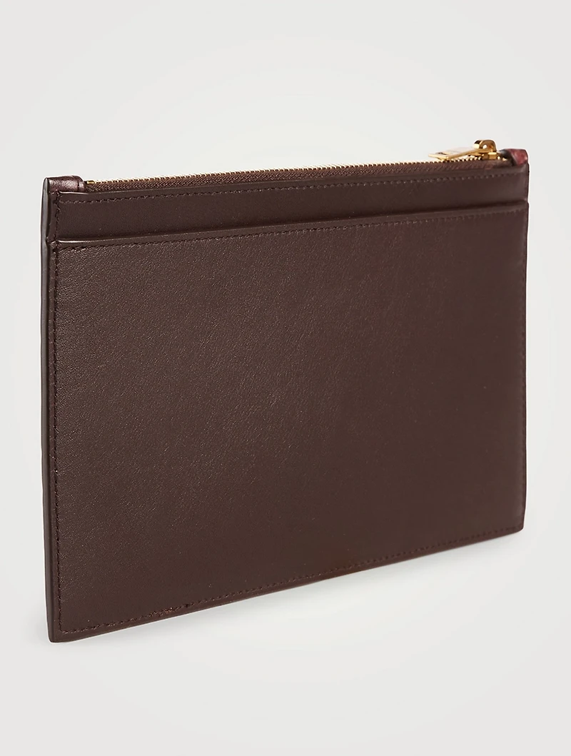 Heart-Embossed Leather Pouch