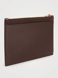 Heart-Embossed Leather Pouch