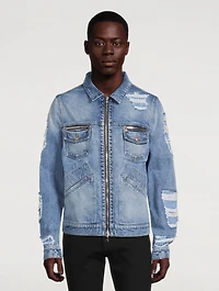 Destroyed Zip Denim Jacket
