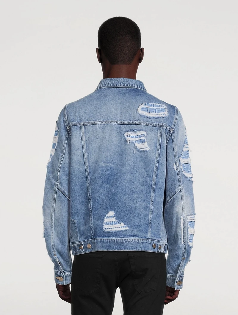 Destroyed Zip Denim Jacket