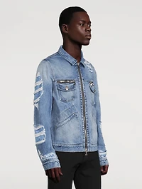 Destroyed Zip Denim Jacket