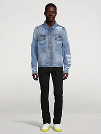Destroyed Zip Denim Jacket