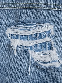 Destroyed Zip Denim Jacket