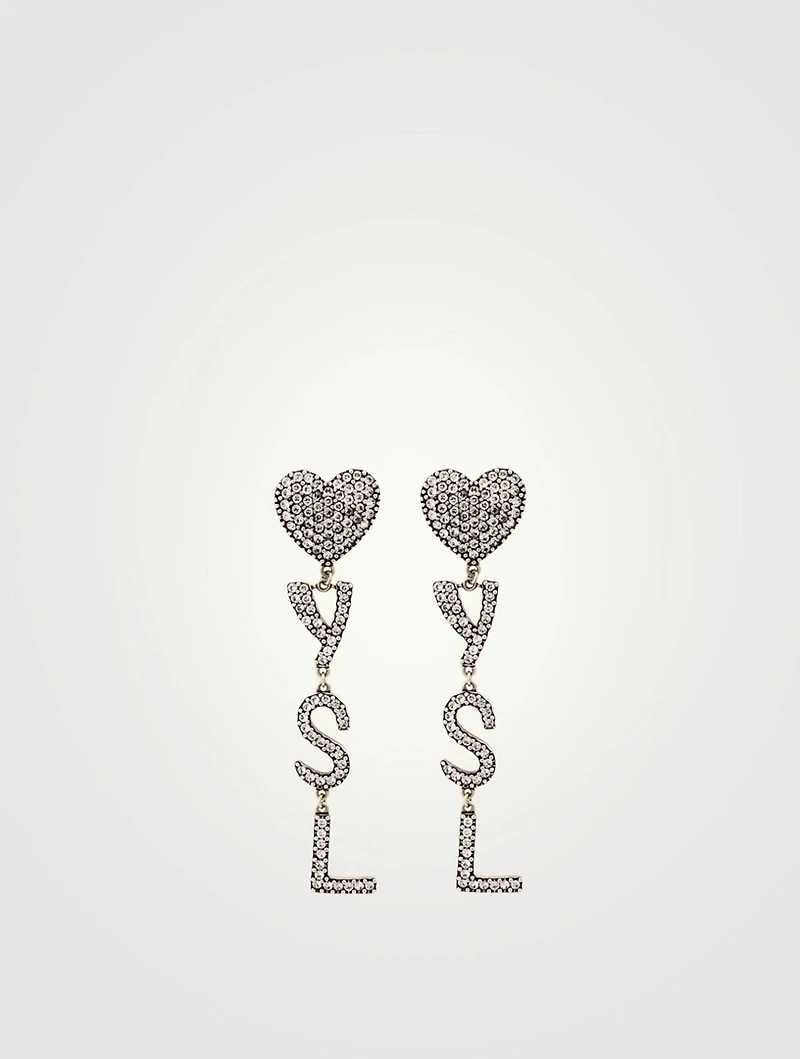 Opyum YSL Heart Earrings With Crystals