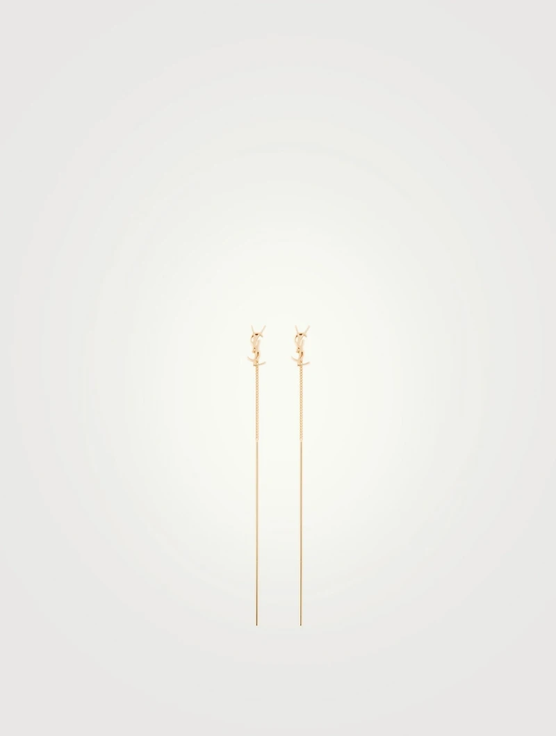 Cassandre YSL Monogram Long Bar Earrings