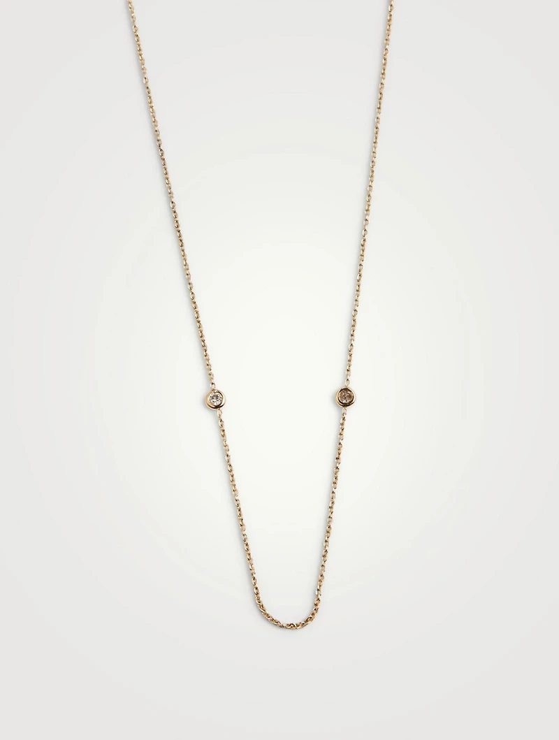 Six Diamond Bezel 10K Gold Chain Necklace
