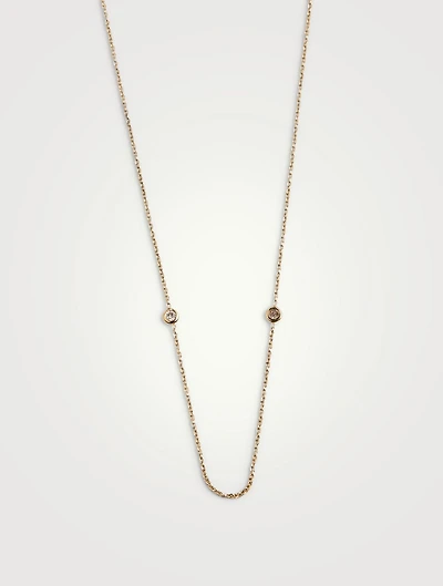 Six Diamond Bezel 10K Gold Chain Necklace