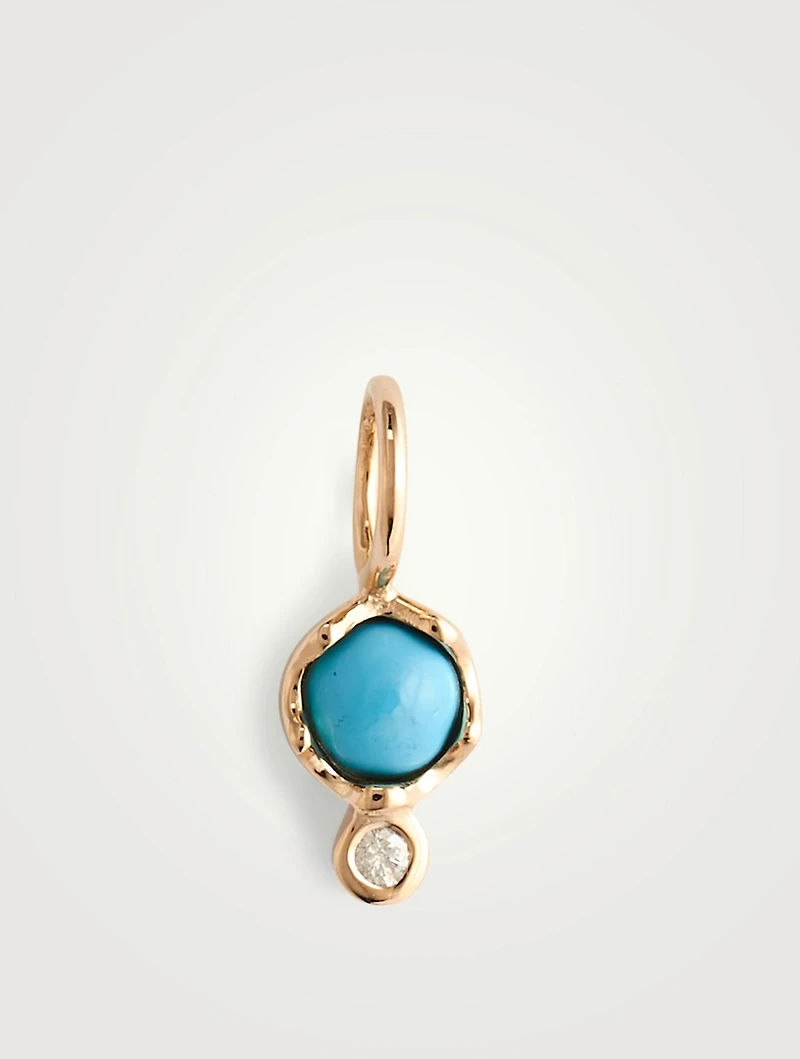 Diamond And Turquoise Amulet 10K Gold Pendant