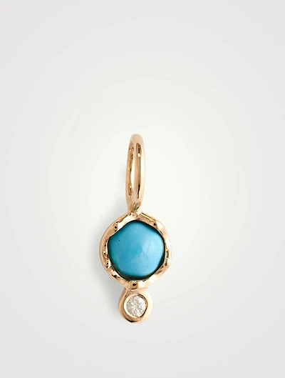 Diamond And Turquoise Amulet 10K Gold Pendant