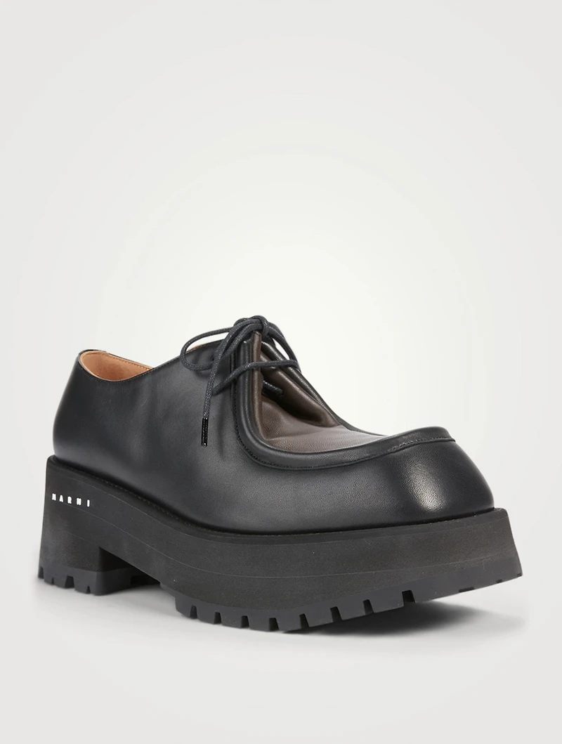 Leather Platform Lace-Up Shoes