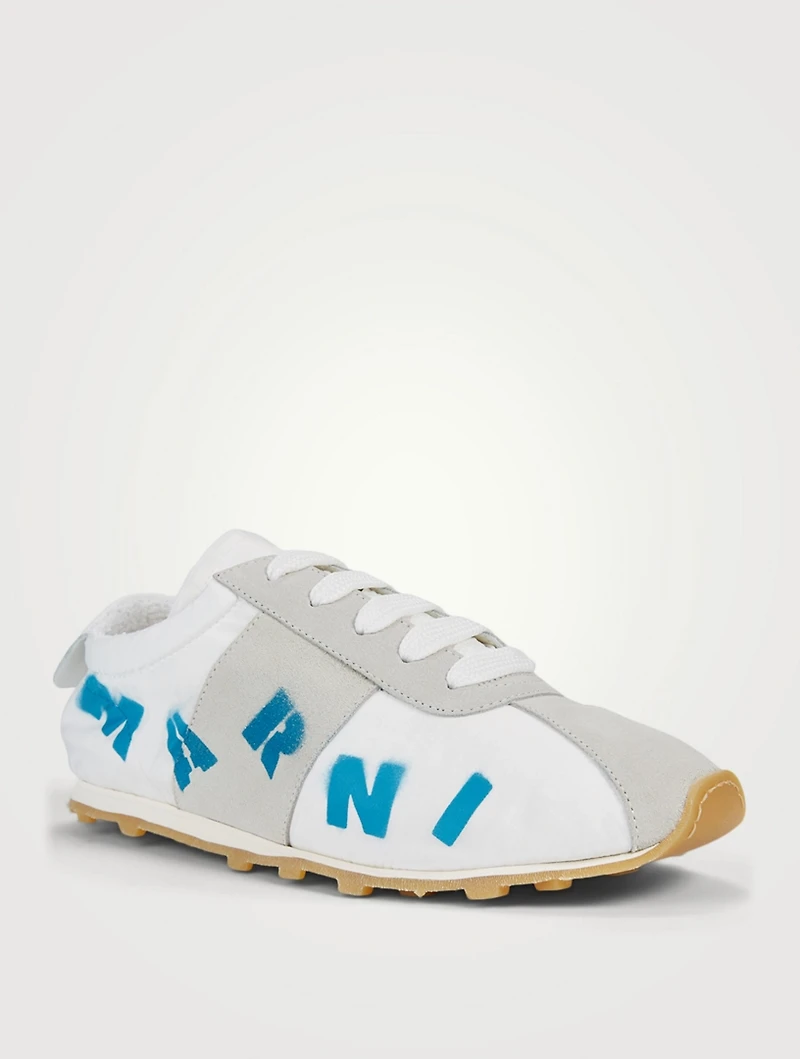 Stamped Nylon And Suede Sneakers