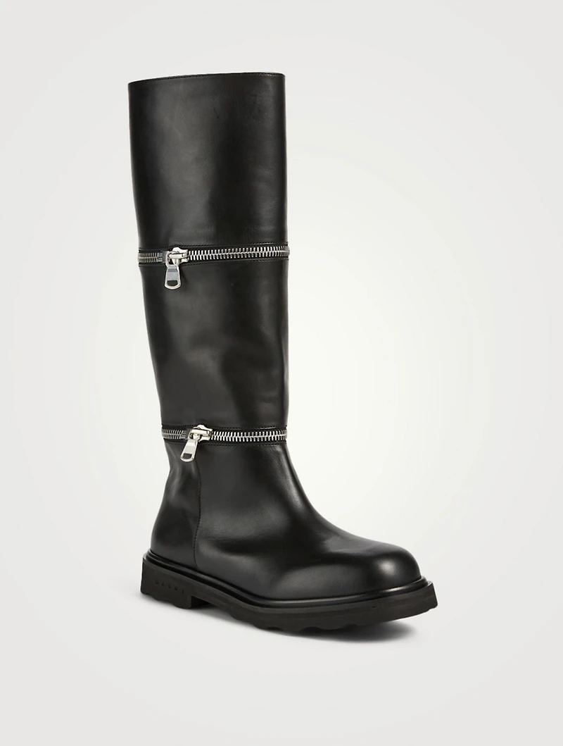 Zip-Off Leather Moto Boots