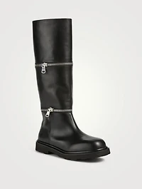 Zip-Off Leather Moto Boots
