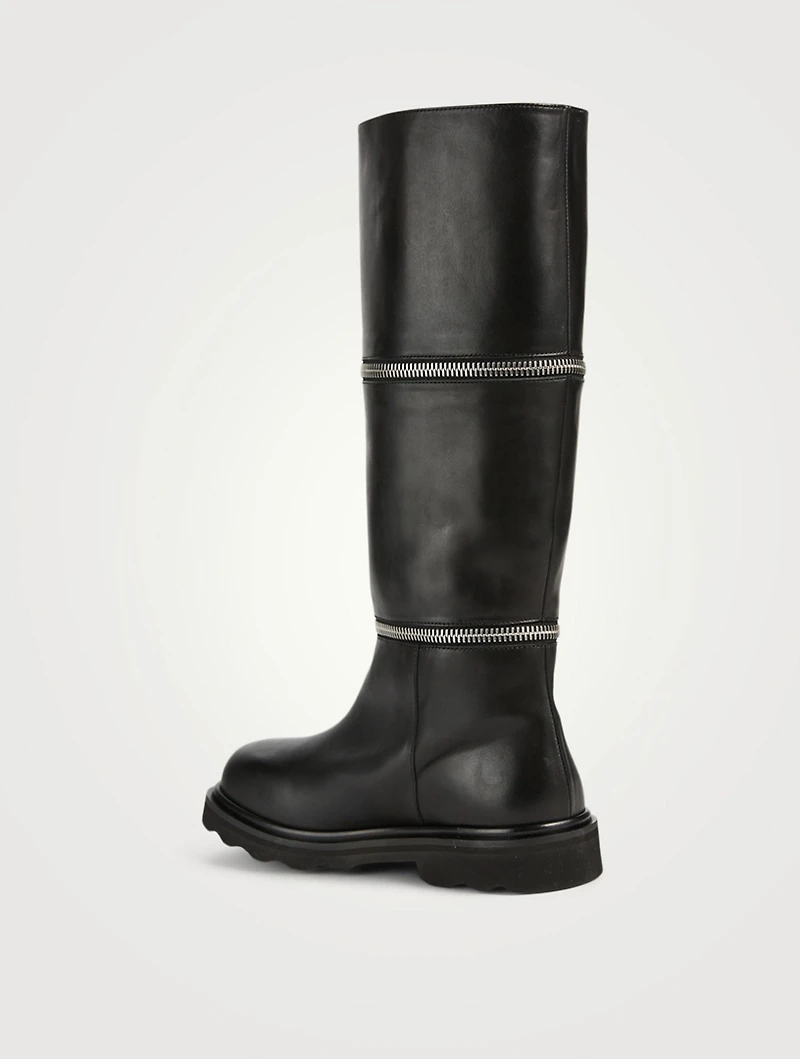 Zip-Off Leather Moto Boots
