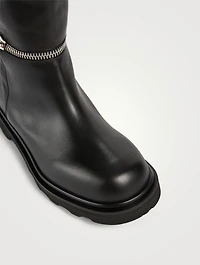 Zip-Off Leather Moto Boots