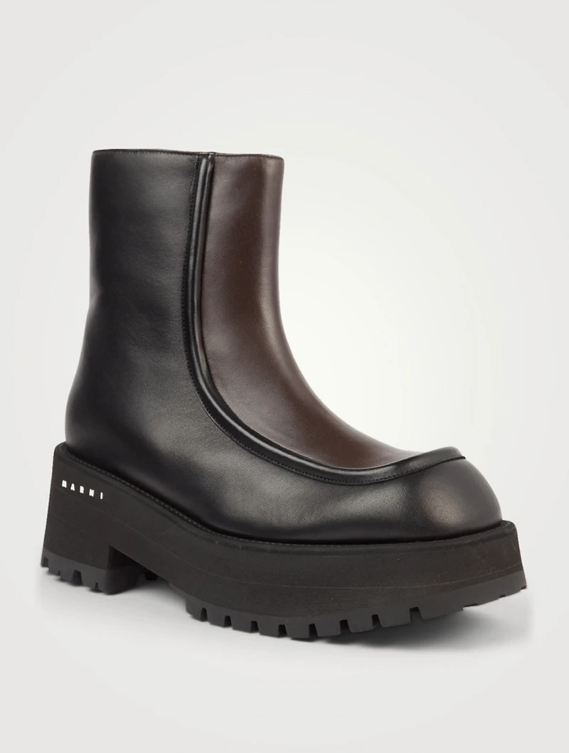 Leather Platform Ankle Boots