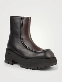 Leather Platform Ankle Boots