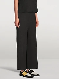 Leather And Canvas Flats With Buckle