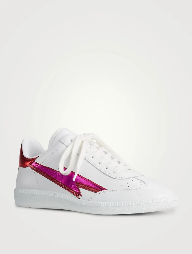 Bryce Leather Sneakers With Metallic Lightening Bolt Patch