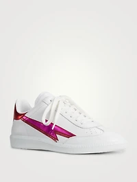 Bryce Leather Sneakers With Metallic Lightening Bolt Patch