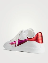 Bryce Leather Sneakers With Metallic Lightening Bolt Patch