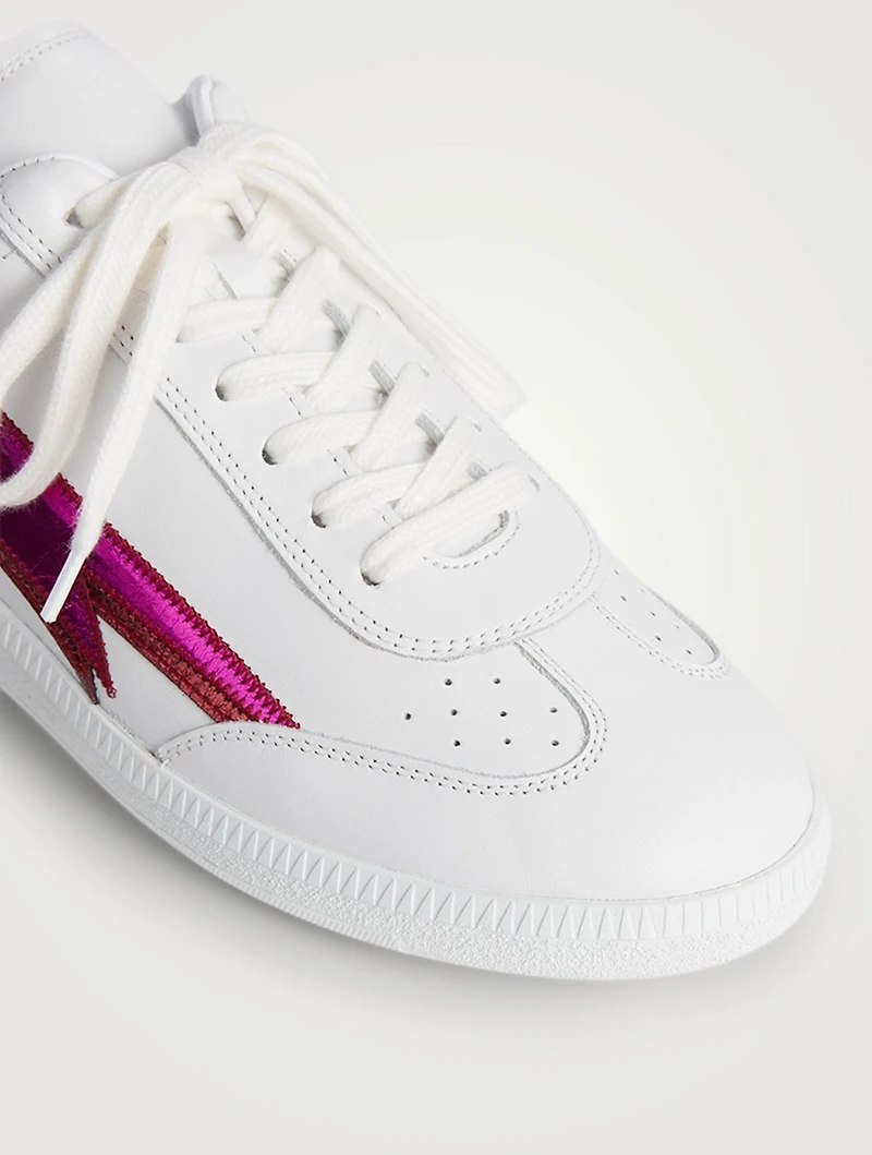Bryce Leather Sneakers With Metallic Lightening Bolt Patch
