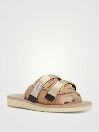 Moto-M2ab Shearling Suede Slide Sandals