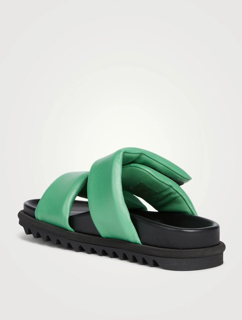 Padded Leather Slide Sandals