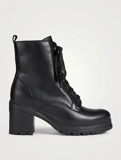 Prunella Leather Heeled Lace-up Ankle Boots