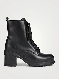 Prunella Leather Heeled Lace-up Ankle Boots