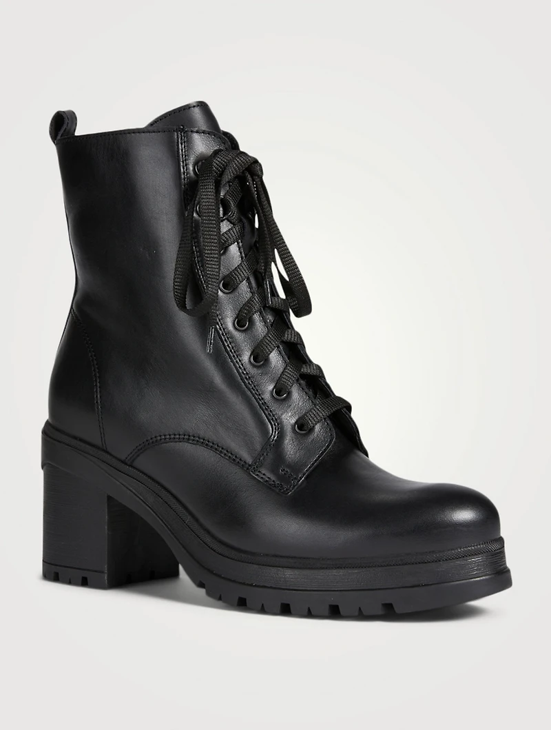Prunella Leather Heeled Lace-up Ankle Boots