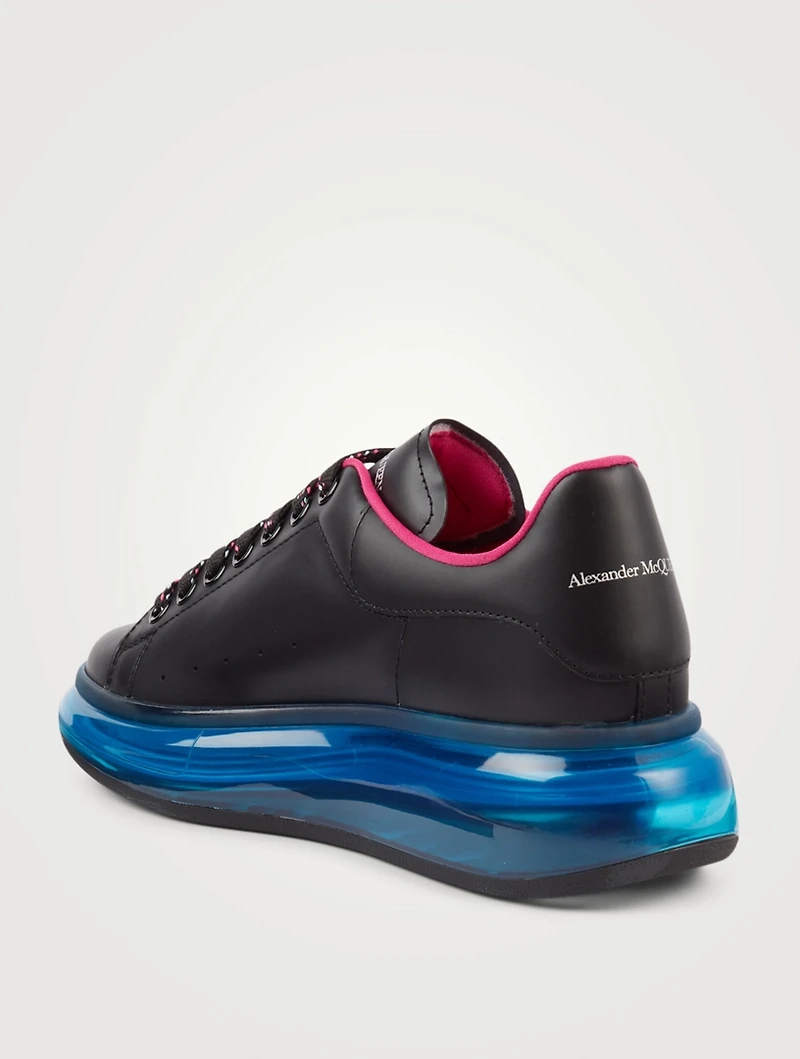 Oversized Leather Sneakers With Clear Sole