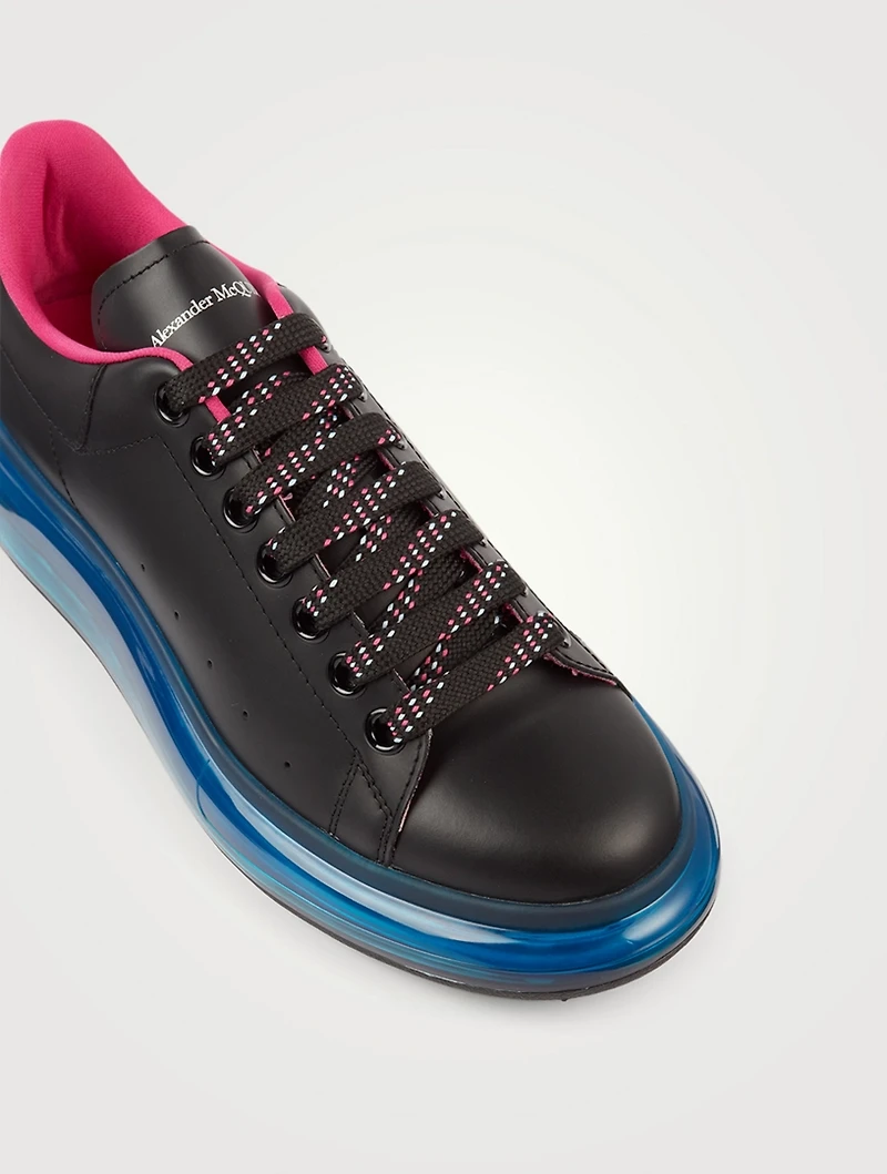Oversized Leather Sneakers With Clear Sole