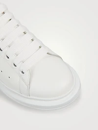 Oversized Leather Sneakers With Croc-Embossed Heel Tab