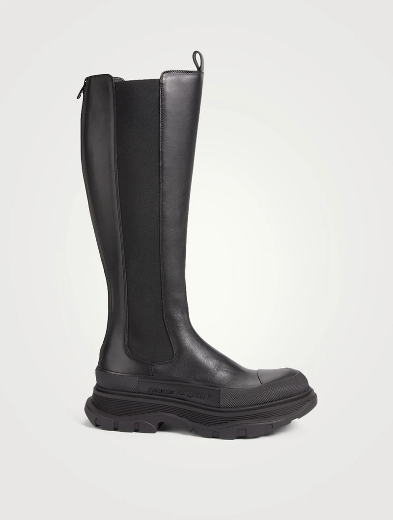Tread Leather Knee-High Chelsea Boots
