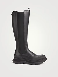 Tread Leather Knee-High Chelsea Boots