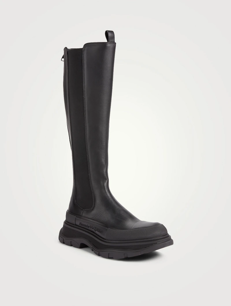 Tread Leather Knee-High Chelsea Boots