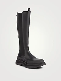 Tread Leather Knee-High Chelsea Boots